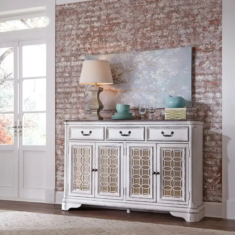 Magnolia Manor Hall Buffet in Antique White - Liberty