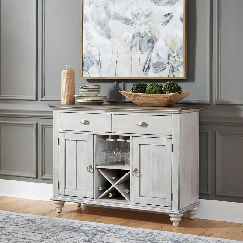 Ocean Isle Buffet in Antique White with Weathered Pine - Liberty