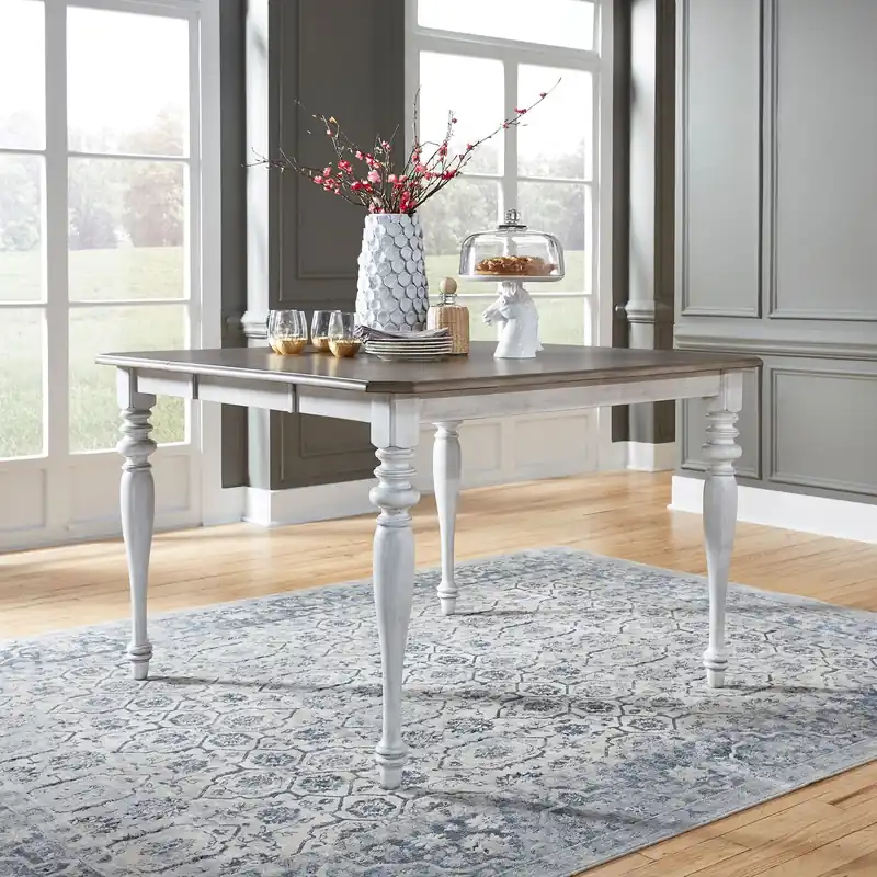 Ocean Isle Gathering Table in Antique White with Weathered Pine - Liberty