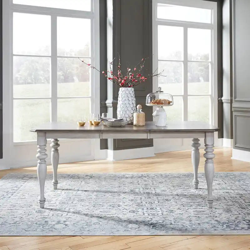Ocean Isle Rectangular Leg Table in Antique White with Weathered Pine - Liberty
