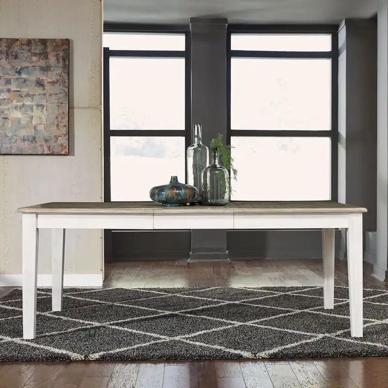 Summerville Rectangular Leg Table in White - Liberty
