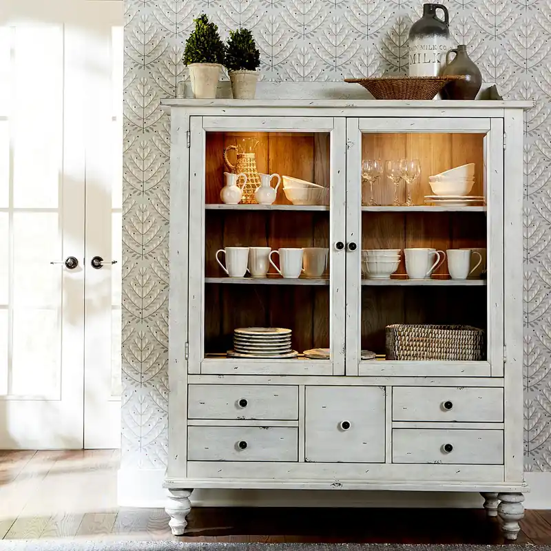 Whitney Display Cabinet in Weathered Gray - Liberty