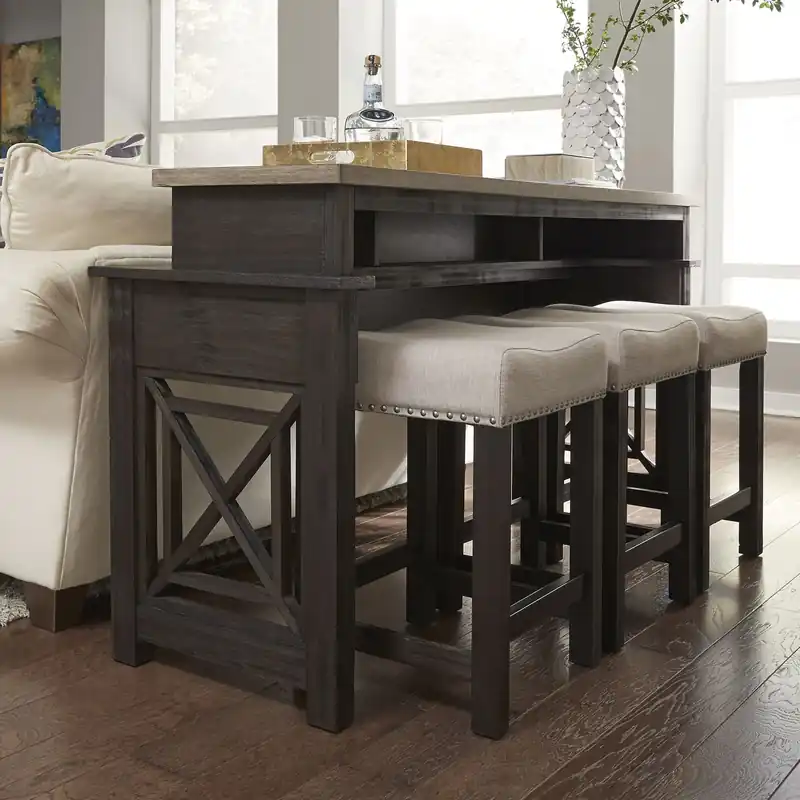 Heatherbrook Console Bar Table in Charcoal and Ash - Liberty