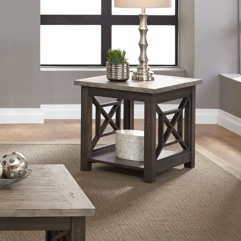Heatherbrook End Table in Charcoal and Ash - Liberty