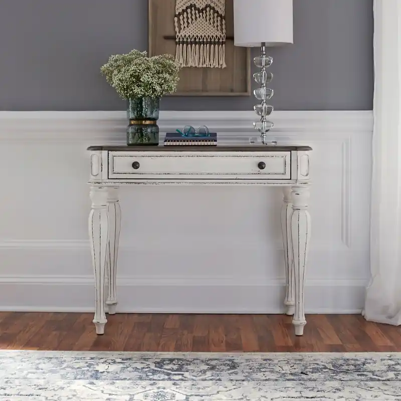 Magnolia Manor Accent Vanity Desk in Antique White - Liberty