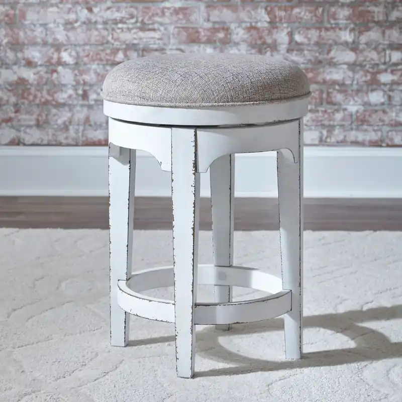 Magnolia Manor Console Swivel Stool in Antique White - Liberty