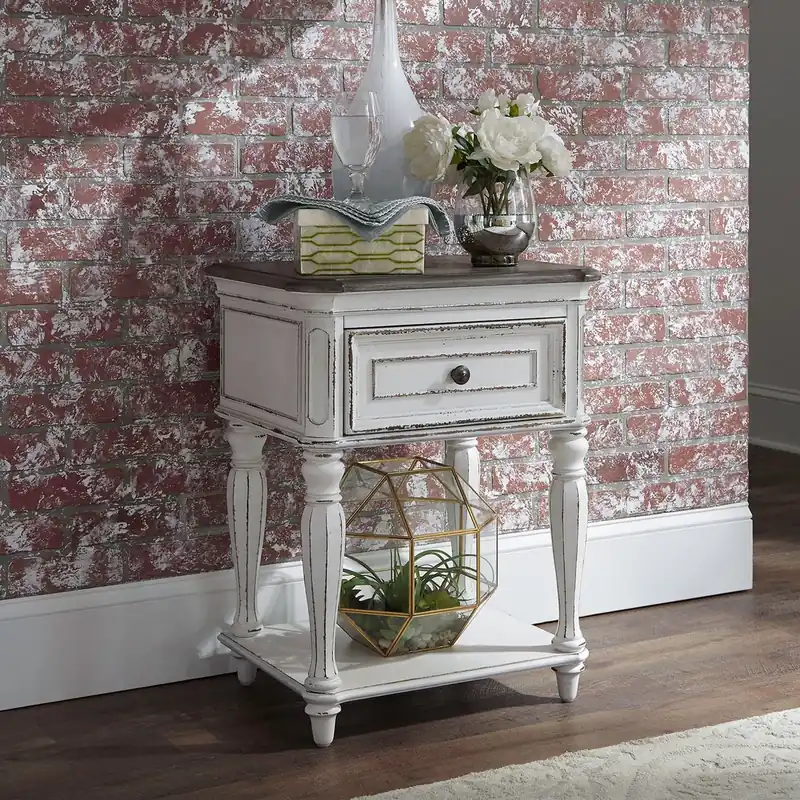 Magnolia Manor Leg Nightstand in Antique White - Liberty