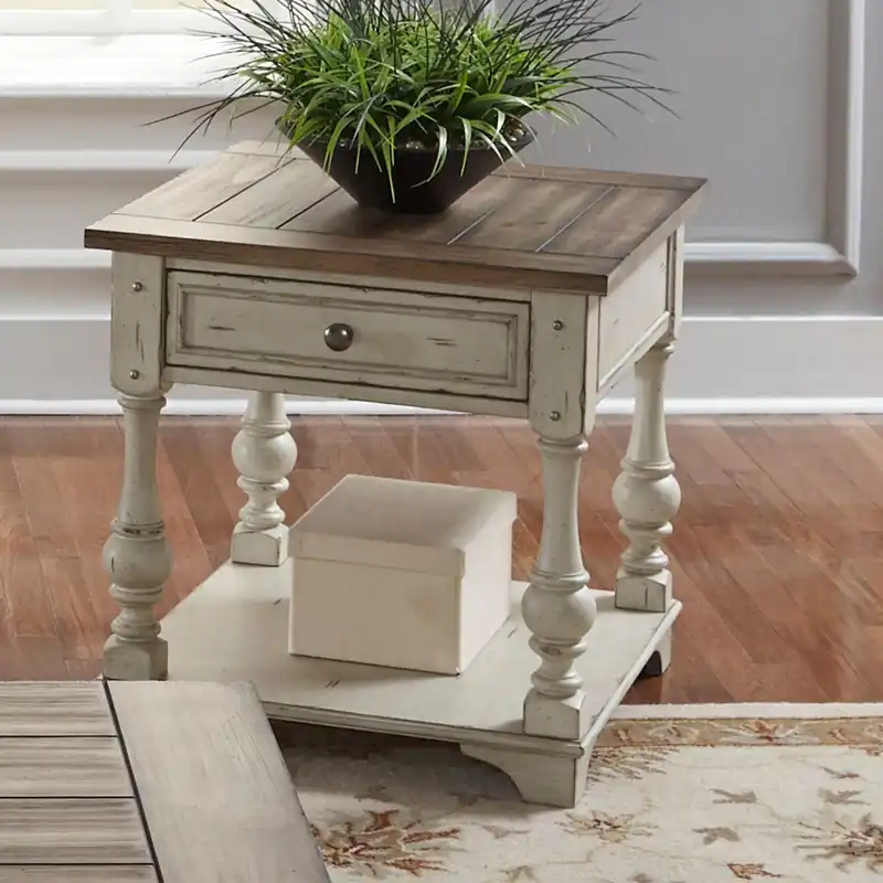 Morgan Creek End Table in Antique White - Liberty
