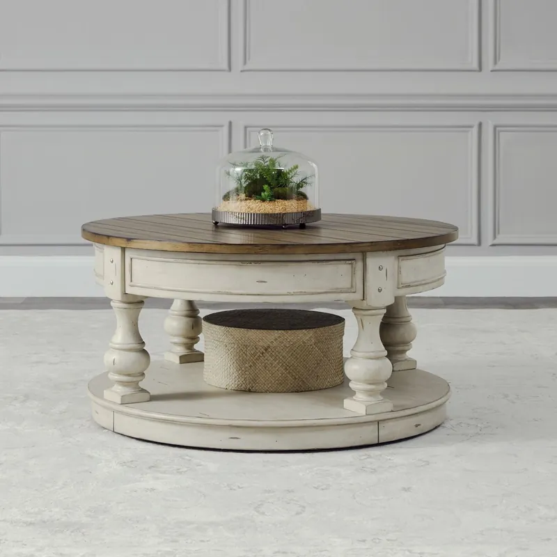 Morgan Creek Round Cocktail Table in Antique White - Liberty