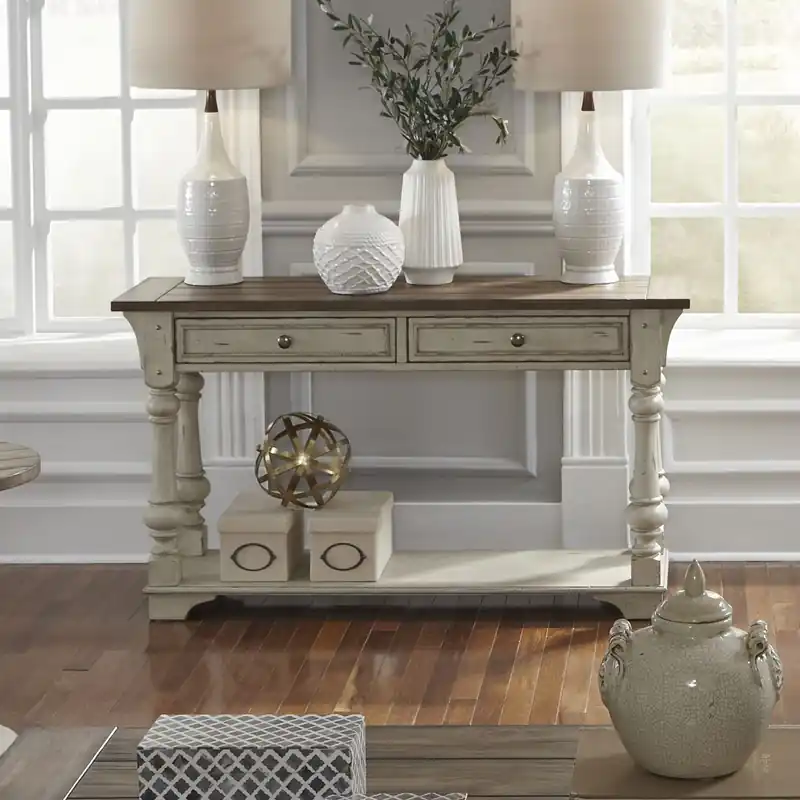 Morgan Creek Sofa Table in Antique White - Liberty