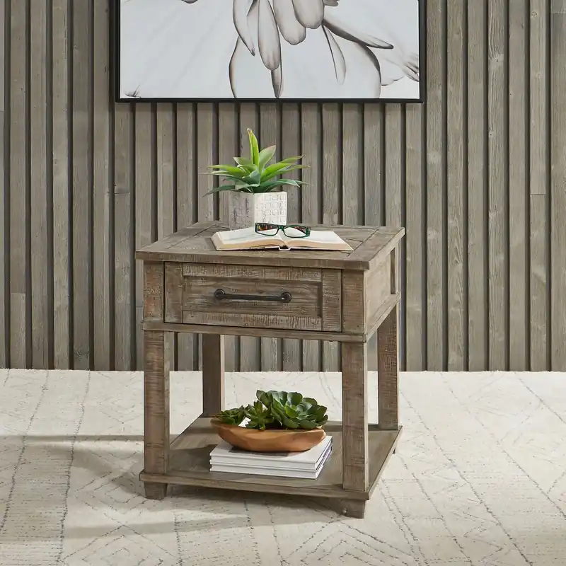 Parkland Falls Rectangular End Table in Weathered Taupe - Liberty