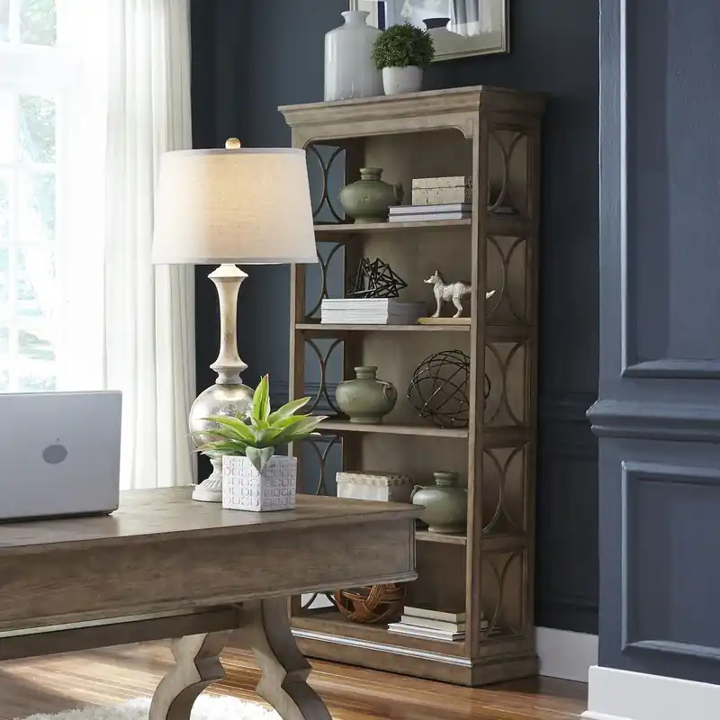 Simply Elegant Bookcase in Heathered Taupe - Liberty