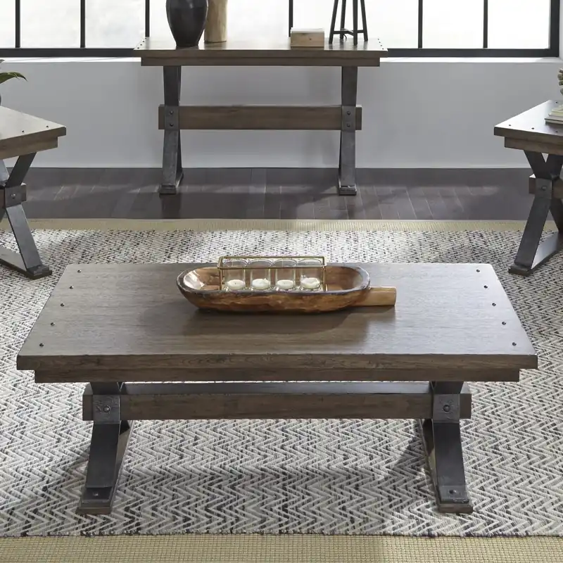 Sonoma Road Rectangular Cocktail Table in Weathered Beaten Bark - Liberty
