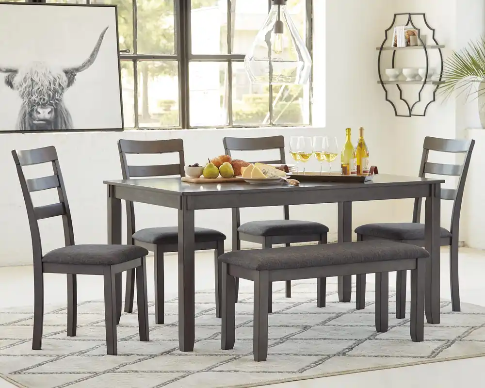 Bridson Dining Table and Chairs with Bench (Set of 6) - Ashley Furniture