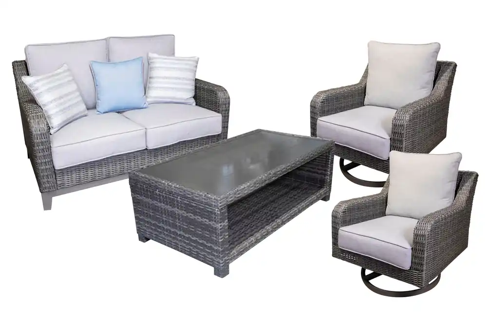 Elite Park Outdoor Loveseat, Lounge Chairs and Cocktail Table - Ashley Furniture