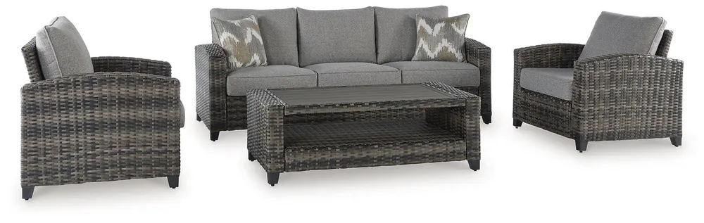 Oasis Court Outdoor Sofa/Chairs/Table Set (Set of 4) - Ashley Furniture