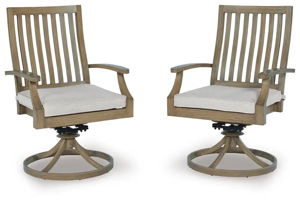 Rainier Ranch Outdoor Swivel Chair with Cushion (Set of 2) - Ashley Furniture