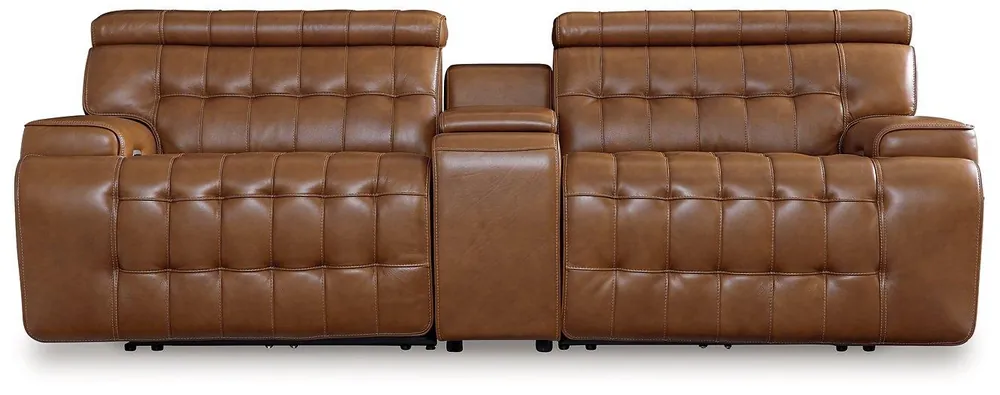 Temmpton Dual Power Leather Reclining Modular Loveseat with Console - Ashley Furniture