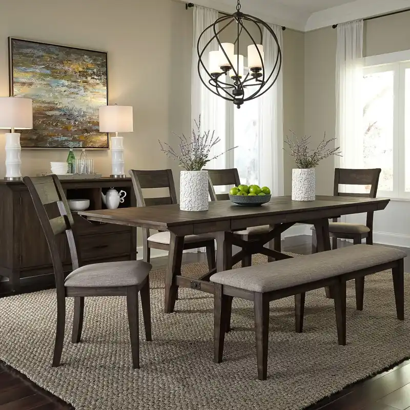 Double Bridge 6 Piece Trestle Table Set - Liberty