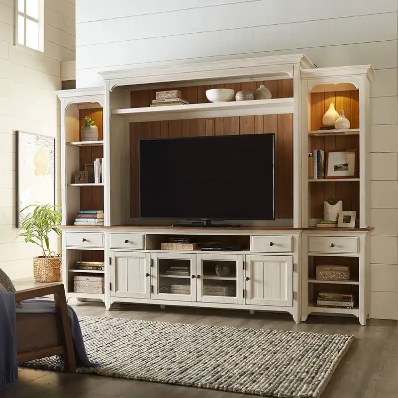 Farmhouse Reimagined Entertainment Center with Piers - Liberty