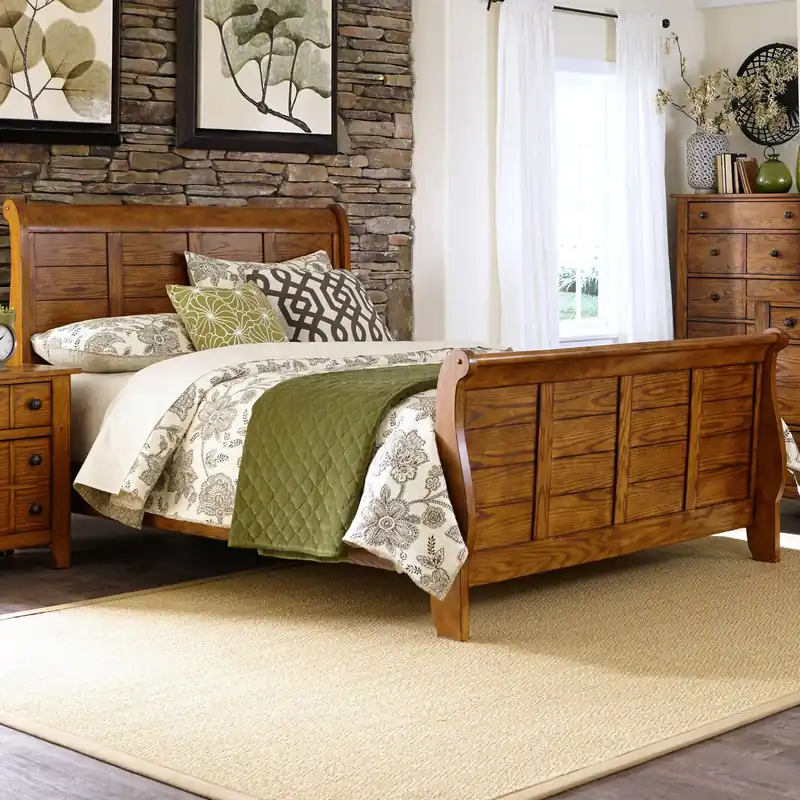 Grandpas Cabin King California Sleigh Bed - Liberty