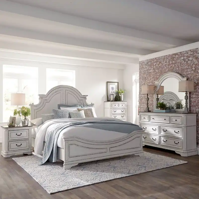 Magnolia Manor King California Panel Bed, Dresser & Mirror, Chest, Night Stand - Liberty