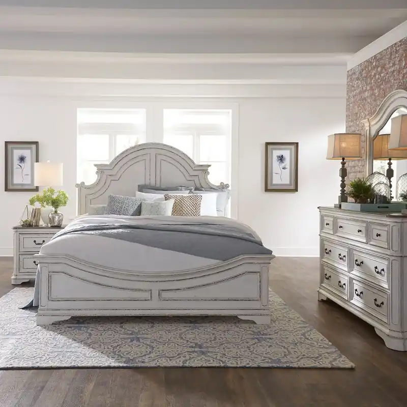 Magnolia Manor Queen Panel Bed, Dresser & Mirror, Night Stand - Liberty