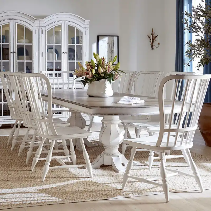 Magnolia Manor 9 Piece Double Pedestal Table Set - Liberty