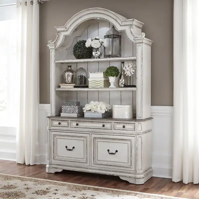 Magnolia Manor Opt Credenza & Hutch - Liberty