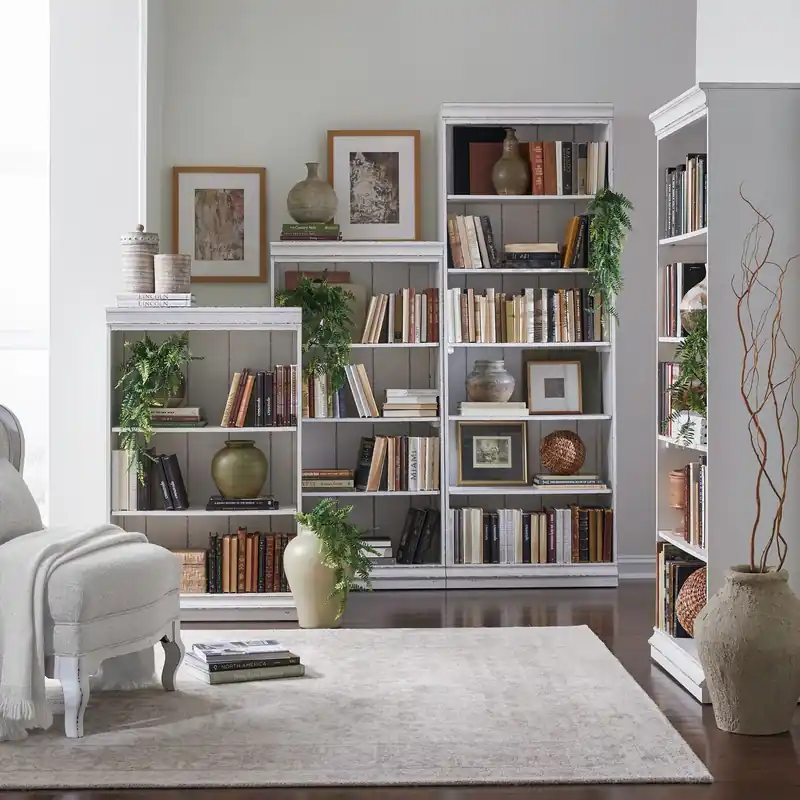 Magnolia Manor Stepped Bookcase Wall - Liberty