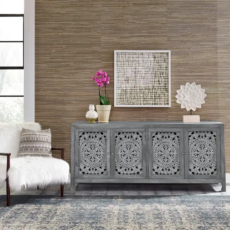 Marisol 74 Inch 4 Door Accent TV Stand - Blue