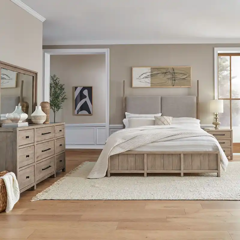Proximity Place King Poster Bed, Dresser & Mirror, Night Stand - Liberty