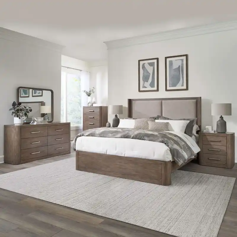 South Bend King California Shelter Bed, Dresser & Mirror, Chest, Night Stand - Liberty