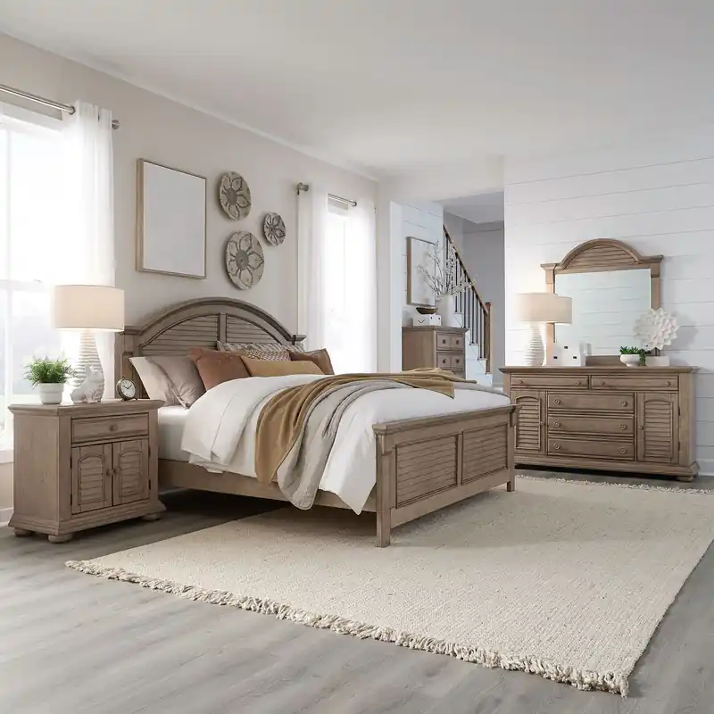Summer House King Panel Bed, Dresser & Mirror, Chest, Night Stand - Liberty