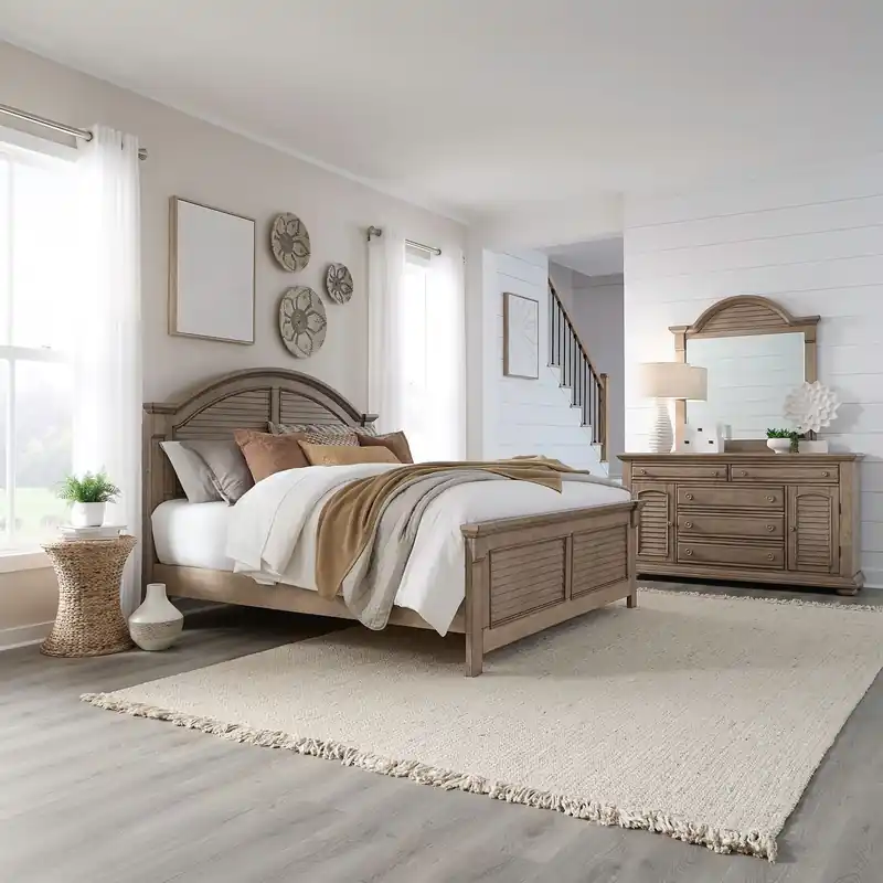 Summer House Queen Panel Bed, Dresser & Mirror - Liberty