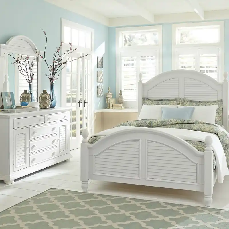 Summer House I King Poster Bed, Dresser & Mirror - Liberty