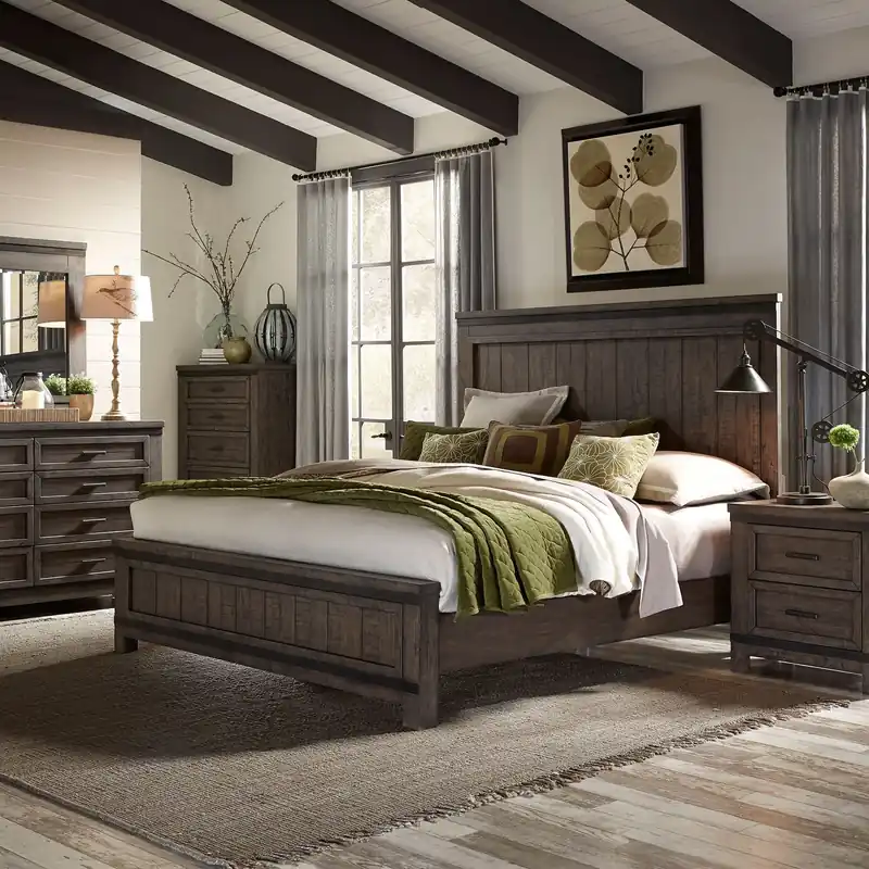 Thornwood Hills King California Panel Bed, Dresser & Mirror, Chest, Night Stand - Liberty