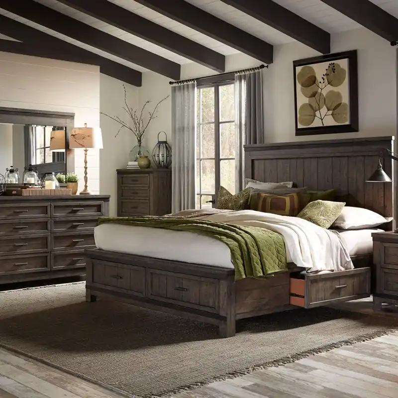 Thornwood Hills King Two Sided Storage Bed, Dresser & Mirror - Liberty