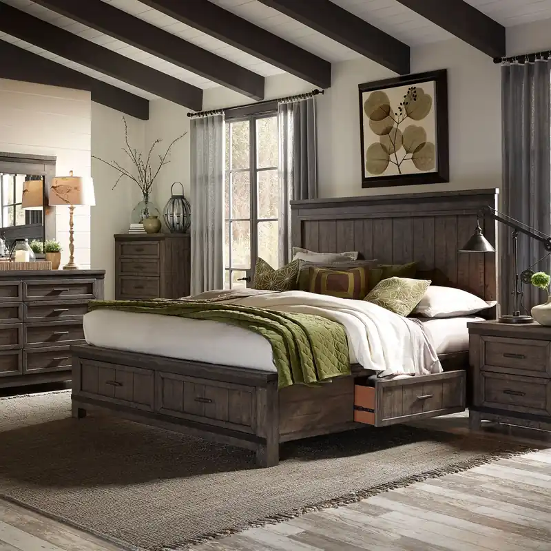 Thornwood Hills Queen Two Sided Storage Bed, Dresser & Mirror, Chest, Night Stand - Liberty