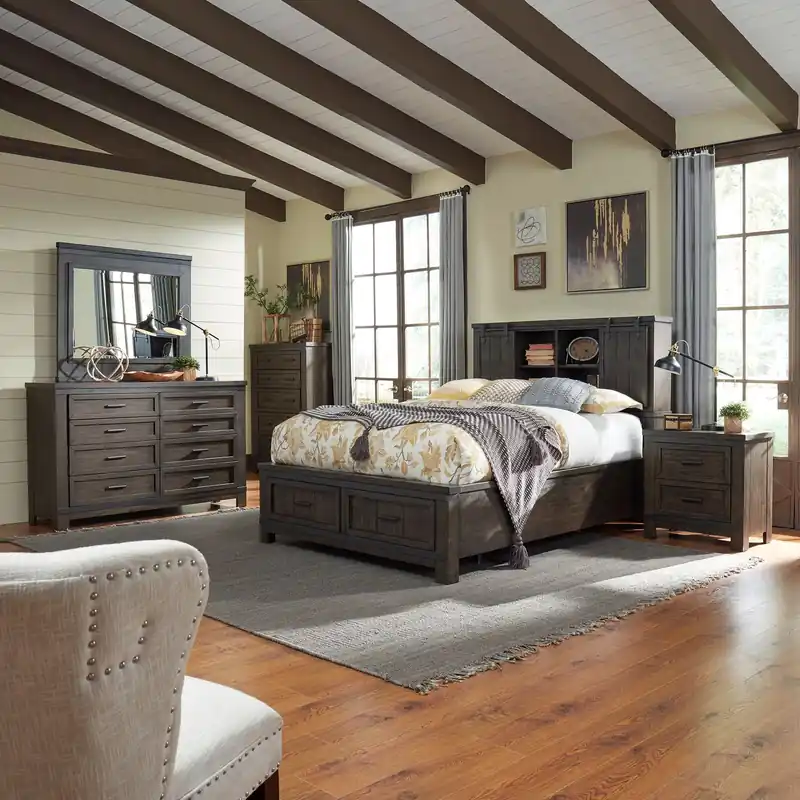Thornwood Hills Queen Bookcase Bed, Dresser & Mirror, Chest, Night Stand - Liberty