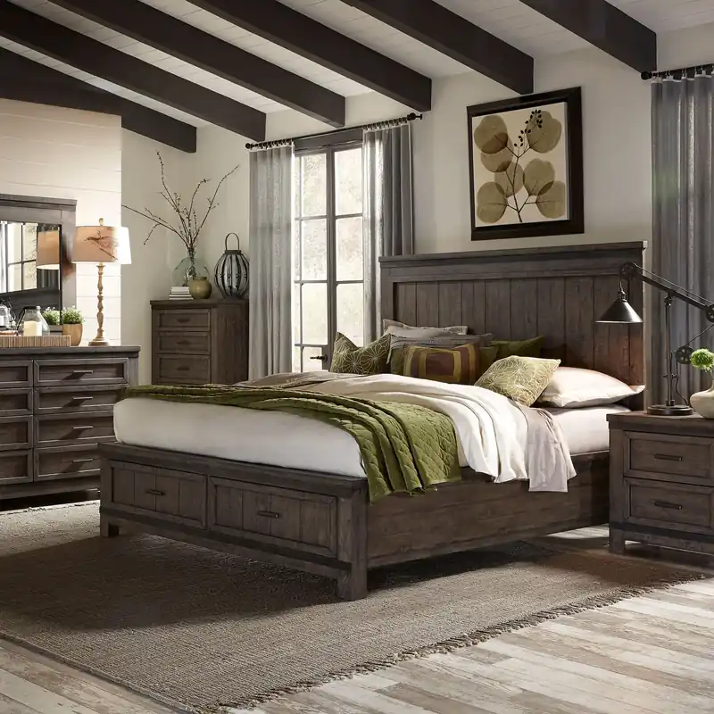 Thornwood Hills Queen Storage Bed, Dresser & Mirror, Night Stand - Liberty