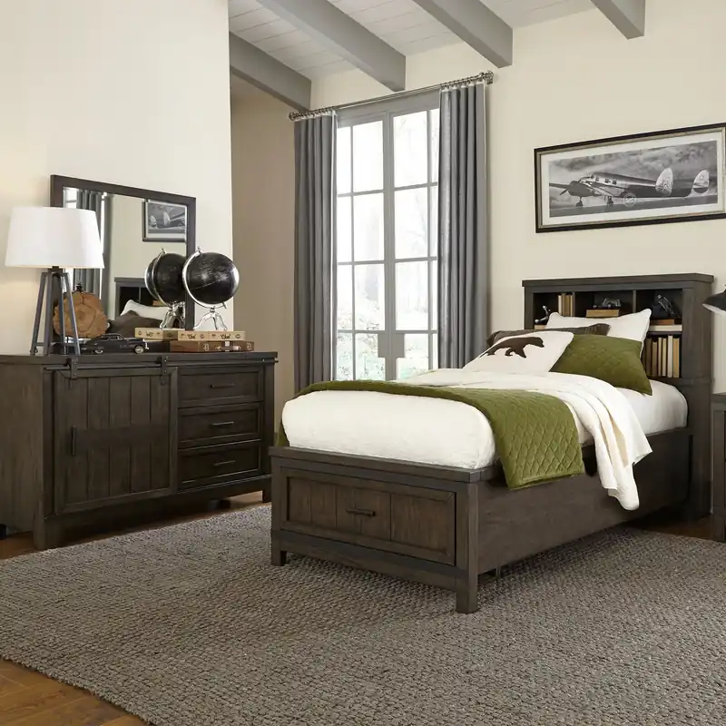 Thornwood Hills Full Bookcase Bed, Dresser & Mirror - Liberty