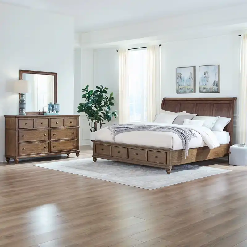 Twin Lakes King Storage Bed, Dresser & Mirror - Liberty