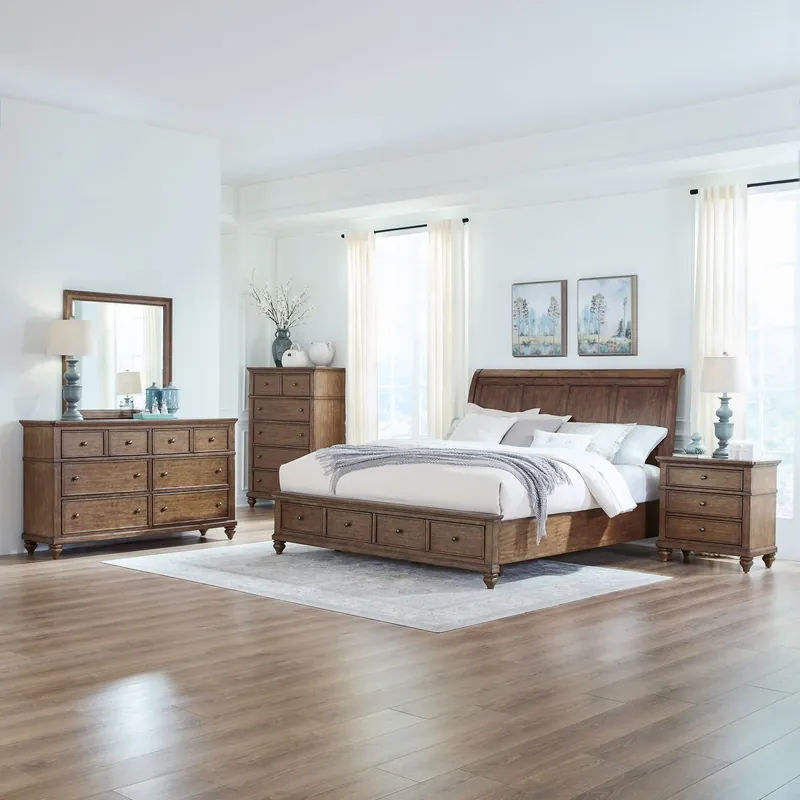 Twin Lakes King Storage Bed, Dresser & Mirror, Chest, Night Stand - Liberty