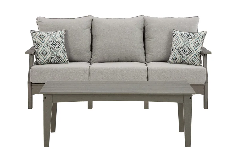 Visola Outdoor Sofa and Coffee Table - Ashley Furniture