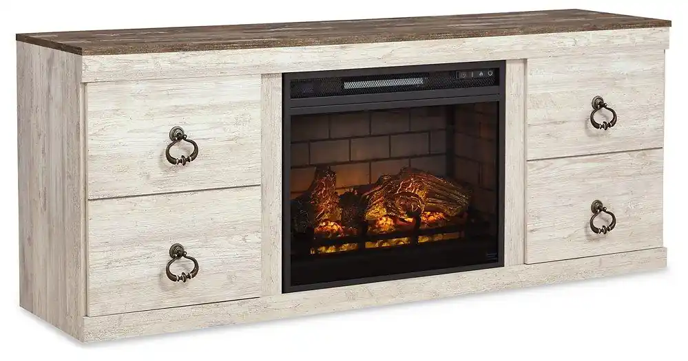 Willowton TV Stand with Electric Fireplace - Ashley Furniture