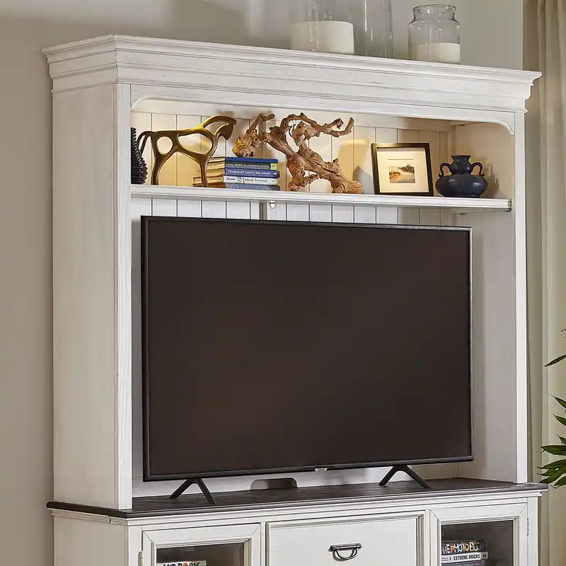 Allyson Park Entertainment Hutch in Wirebrushed White - Liberty