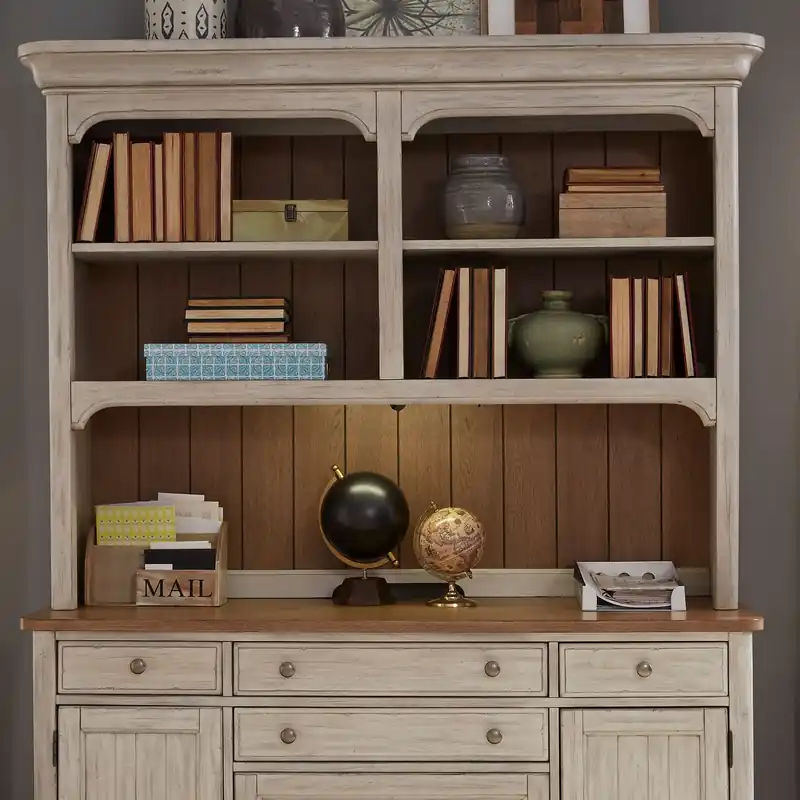 Farmhouse Reimagined Credenza Hutch in Antique White - Liberty