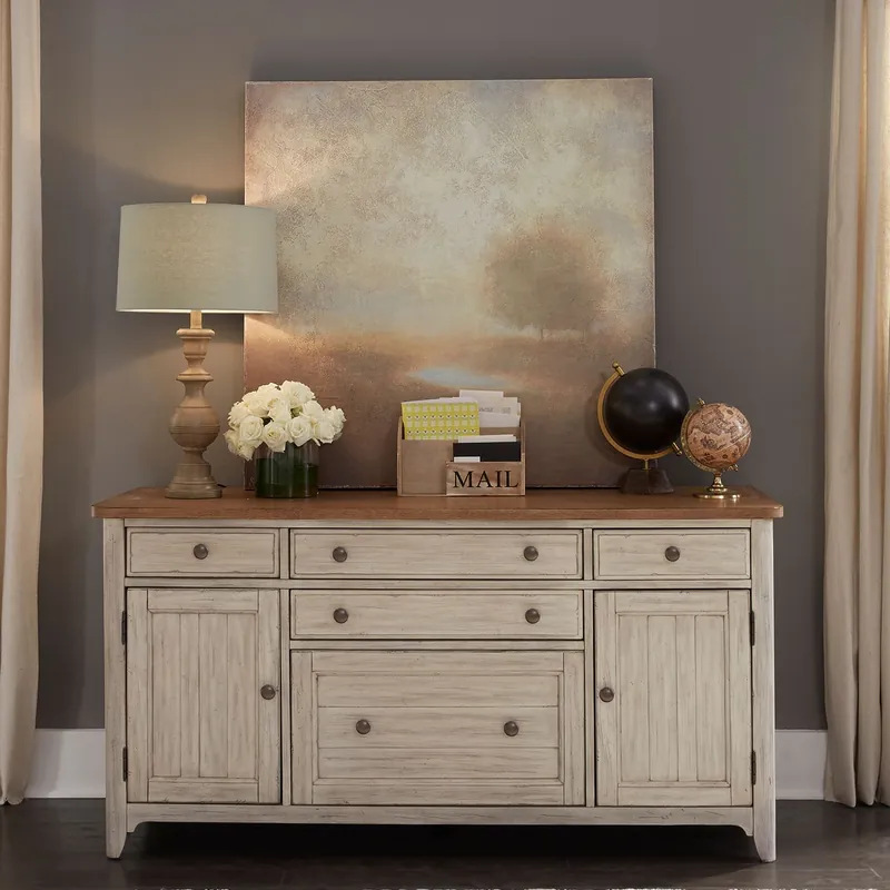 Farmhouse Reimagined Door Credenza in Antique White - Liberty