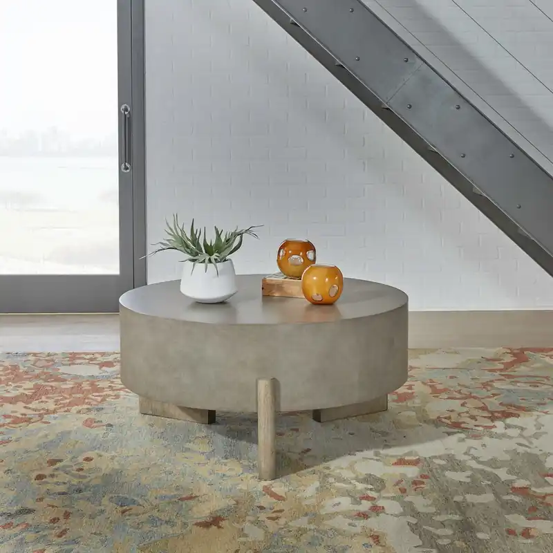 Affinity Round Cocktail Table in Dusty Taupe with Concrete Top - Liberty